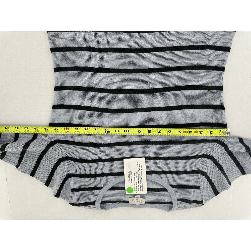 Kinross Cashmere Thermal Crewneck Sweater Sz M Waffle Knit Stripe Minimal $260 - Picture 8 of 11